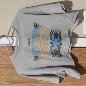 Wst Cst, Size XS gray shirt sleeve "going nowhere fast" crop top